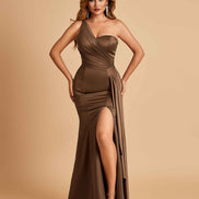 Satin One Shoulder Mermaid Bridesmaid Dress