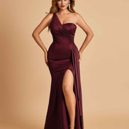 Satin One Shoulder Mermaid Bridesmaid Dress