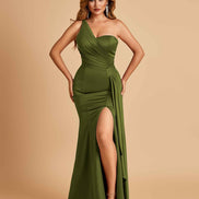 Satin One Shoulder Mermaid Bridesmaid Dress