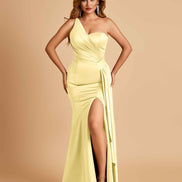 Satin One Shoulder Mermaid Bridesmaid Dress