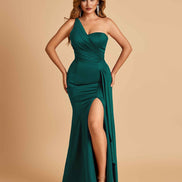 Satin One Shoulder Mermaid Bridesmaid Dress