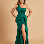 Satin One Shoulder Mermaid Bridesmaid Dress