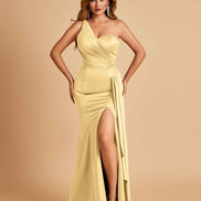Satin One Shoulder Mermaid Bridesmaid Dress