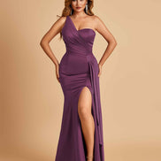 Satin One Shoulder Mermaid Bridesmaid Dress