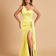 Satin One Shoulder Mermaid Bridesmaid Dress