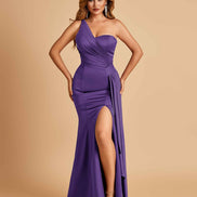 Satin One Shoulder Mermaid Bridesmaid Dress