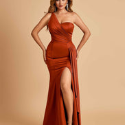Satin One Shoulder Mermaid Bridesmaid Dress