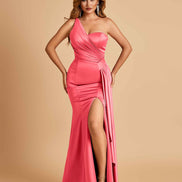 Satin One Shoulder Mermaid Bridesmaid Dress