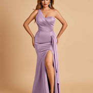 Satin One Shoulder Mermaid Bridesmaid Dress