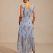 A-Line Maxi Dress – Mesh Sequin High-Low Hem