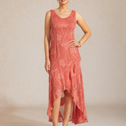 Floral Chiffon Evening Gown – Asymmetrical Hem