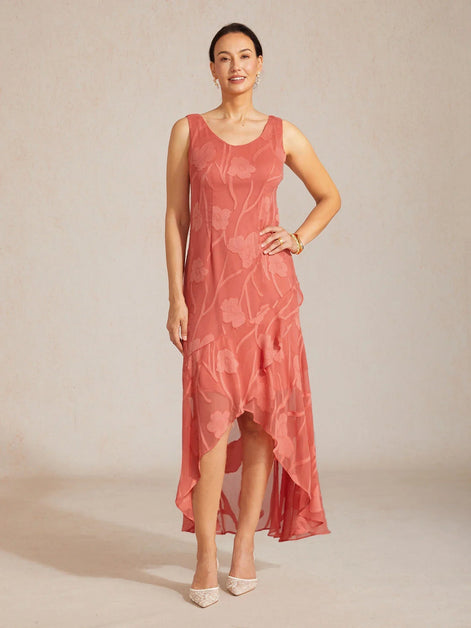 Floral Chiffon Evening Gown – Asymmetrical Hem