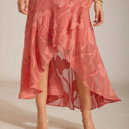 Floral Chiffon Evening Gown – Asymmetrical Hem