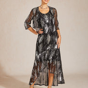 A-Line Maxi Dress – Mesh Sequin High-Low Hem