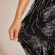 A-Line Maxi Dress – Mesh Sequin High-Low Hem