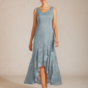 Floral Chiffon Evening Gown – Asymmetrical Hem