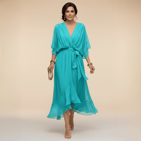 Nica Elegant V-Neck Chiffon Dress