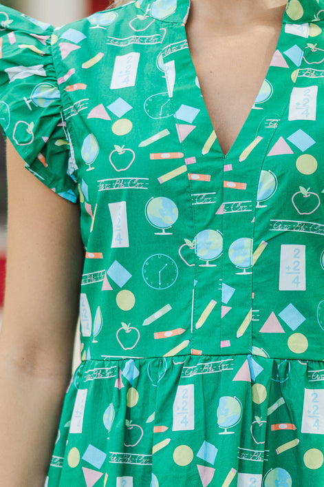 Created Beauty Green Toile Midi Dress