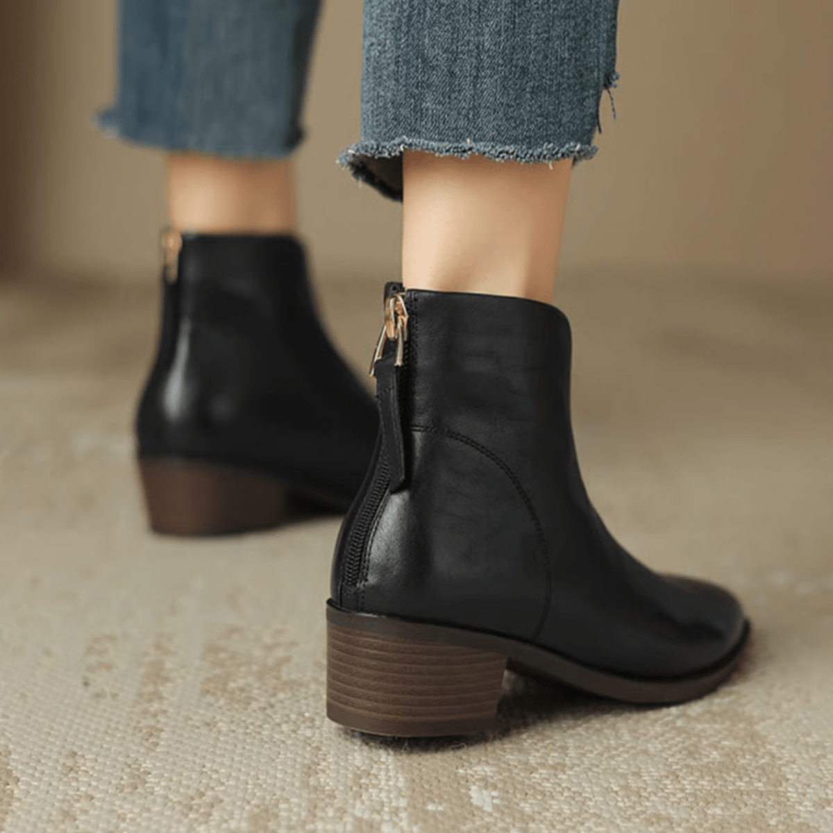 Ann Luxury Low-Heel Ankle Boots