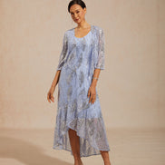 A-Line Maxi Dress – Mesh Sequin High-Low Hem