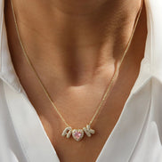 Birthstone Heart Initial Necklace