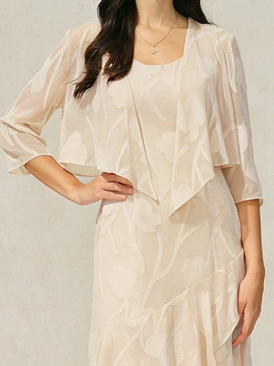 Floral Chiffon Evening Gown – Asymmetrical Hem