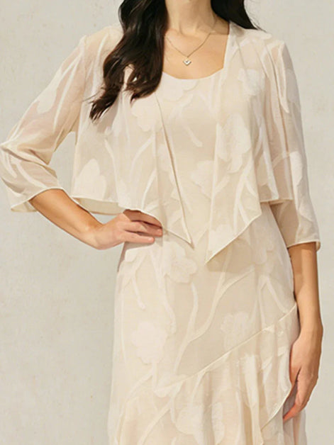 Floral Chiffon Evening Gown – Asymmetrical Hem
