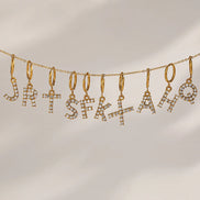 Crystal Letter Hoop Earrings