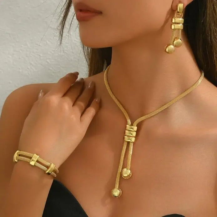 3 PCS Textured Drop Jewelry Set