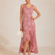 Floral Chiffon Evening Gown – Asymmetrical Hem