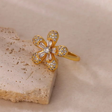 Cubic Zirconia Flower Ring