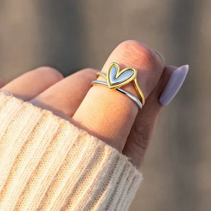 Double Hollow Heart Ring