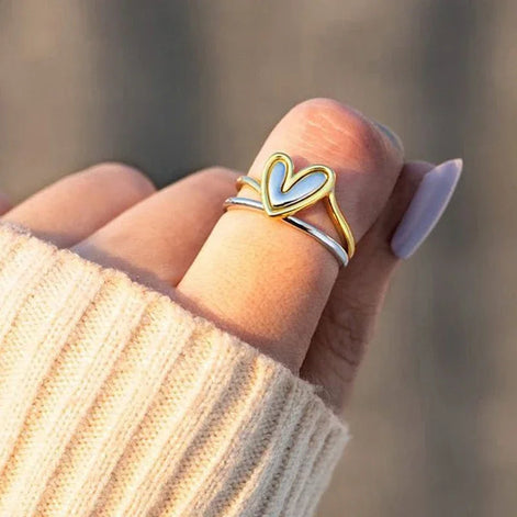 Double Hollow Heart Ring