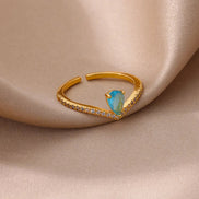 Blue Zircon Crown Ring