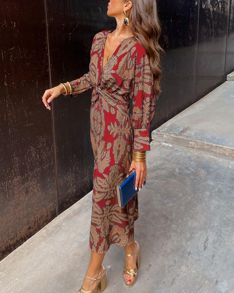 Isadora Elegant Floral Print Midi Dress