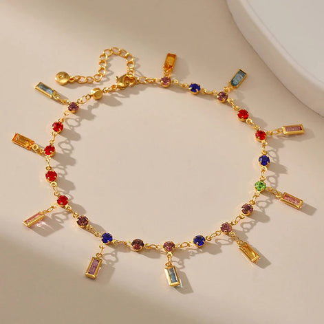Colored Crystal Ankle Bracelet