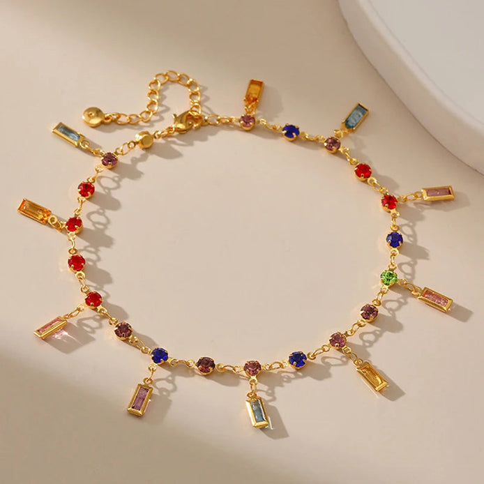 Colored Crystal Ankle Bracelet