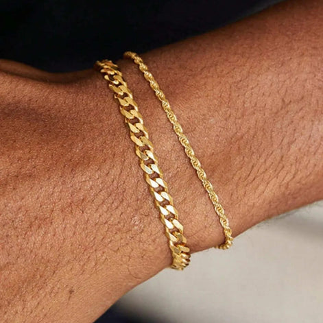 2 PCS Cuban Chain Bracelet
