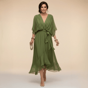 Nica Elegant V-Neck Chiffon Dress
