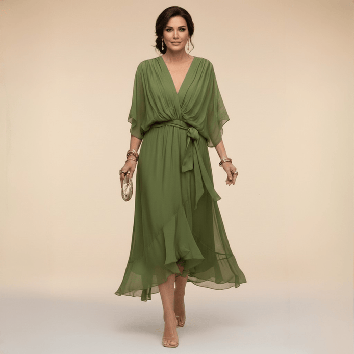 Nica Elegant V-Neck Chiffon Dress