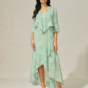 Floral Chiffon Evening Gown – Asymmetrical Hem