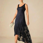 Floral Chiffon Evening Gown – Asymmetrical Hem
