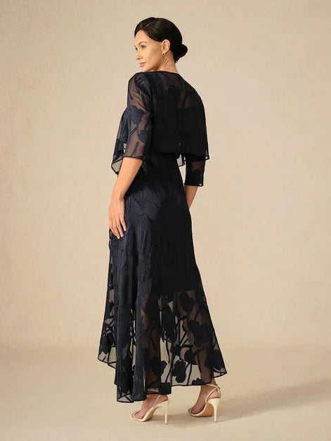 Floral Chiffon Evening Gown – Asymmetrical Hem