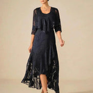 Floral Chiffon Evening Gown – Asymmetrical Hem