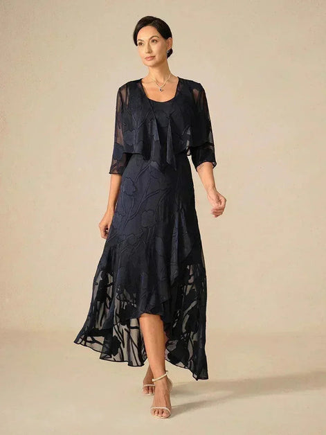 Floral Chiffon Evening Gown – Asymmetrical Hem