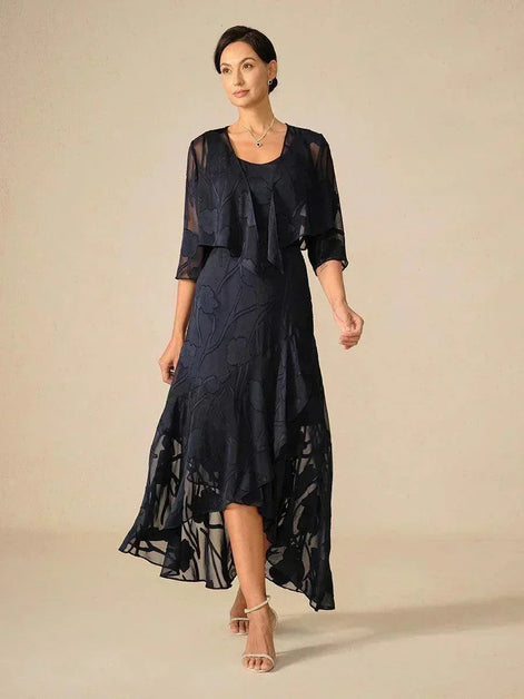 Floral Chiffon Evening Gown – Asymmetrical Hem