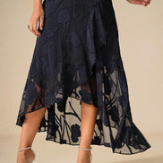 Floral Chiffon Evening Gown – Asymmetrical Hem