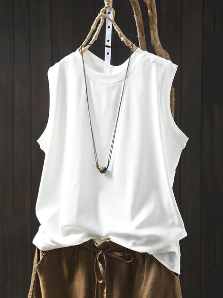 Relaxed Cotton O-Neck Summer Tee
