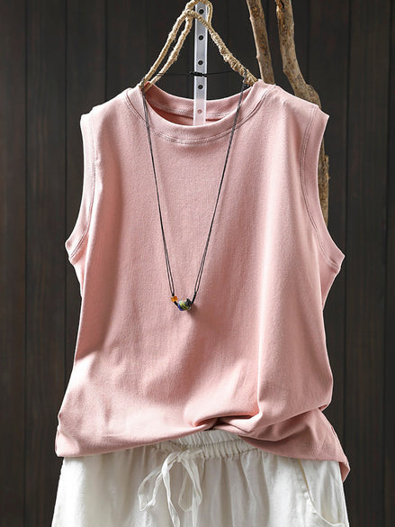 Relaxed Cotton O-Neck Summer Tee