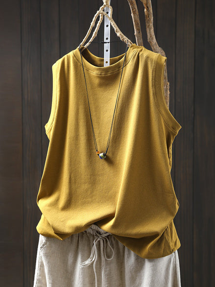 Relaxed Cotton O-Neck Summer Tee